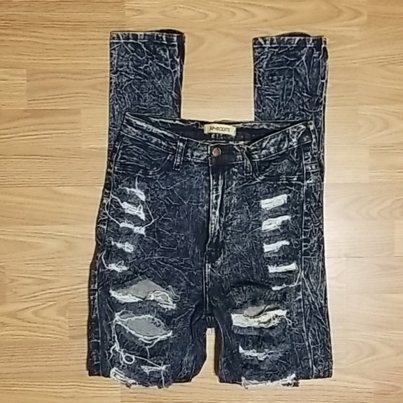<APHRODITE> High Waist Distressed Skinny Jeans - Picture 7 of 15